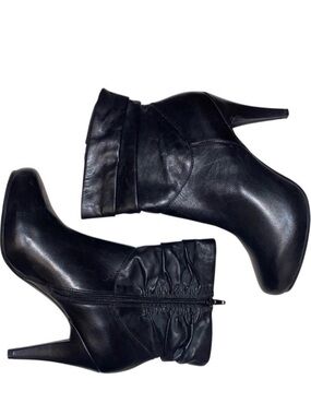 WORTHINGTON Genuine Leather Ankle High Heeled Boots Leather Upper Black Size 8M